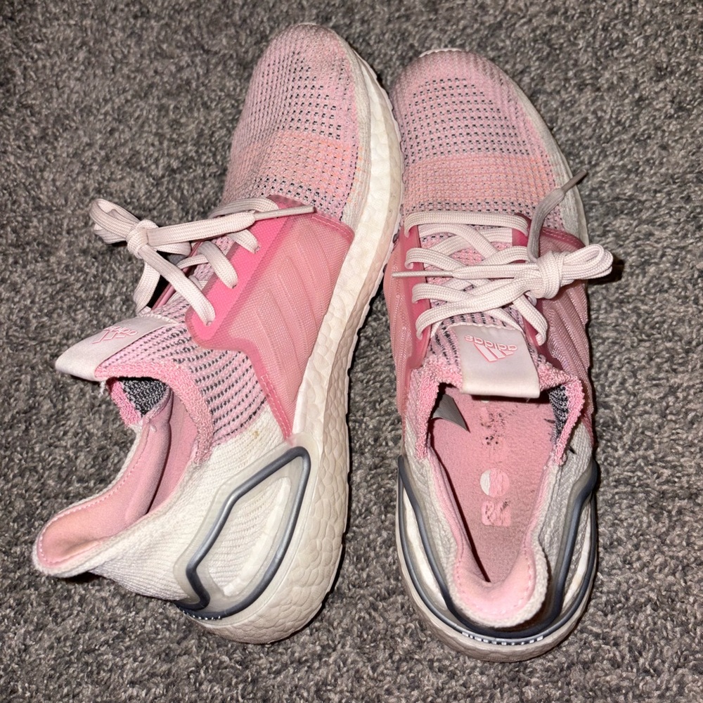 Adidas Women's Pink and White Sneakers